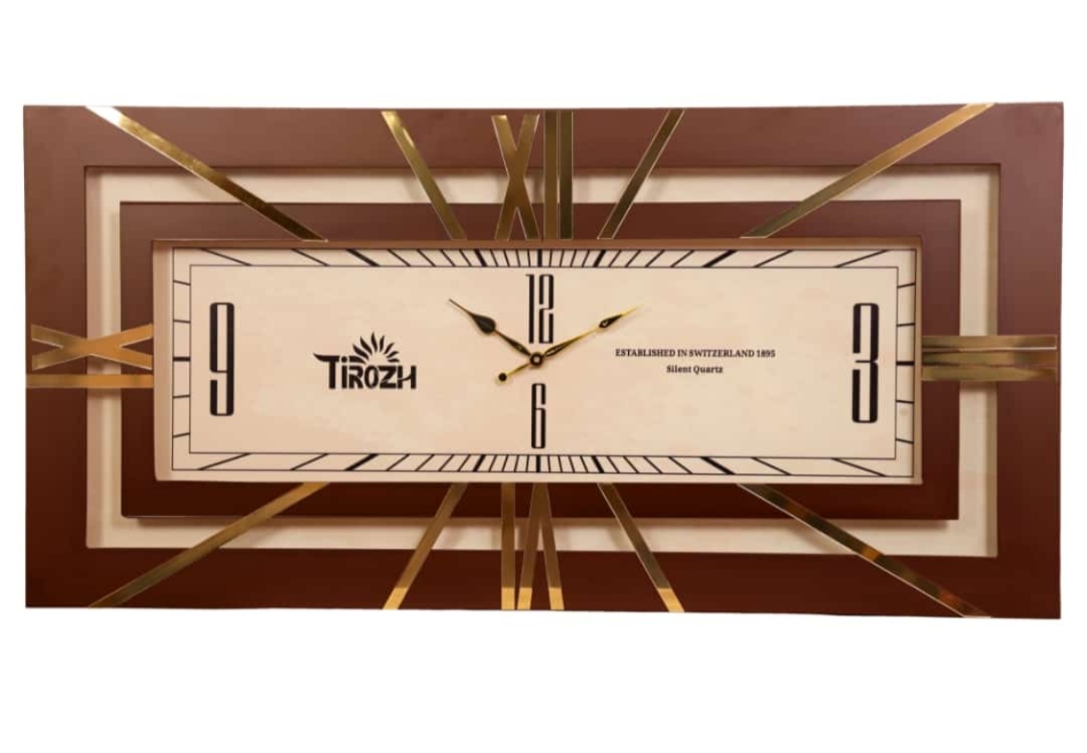 ساعت دیواری ابعاد 60*120 جنس چوب سوپر سایلنت